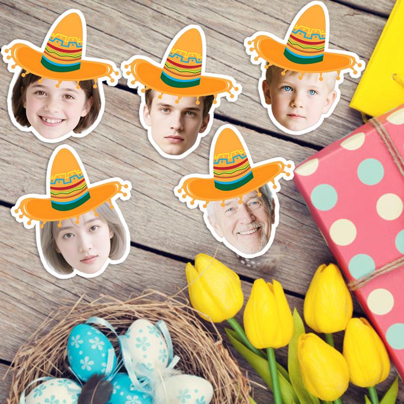 20 ks Havajský klobouk Personalizovaná nálepka s etiketou obličeje Vlastní Letní Pláž Vlastní Narozeninové Svatba Samolepky Party Potřeby