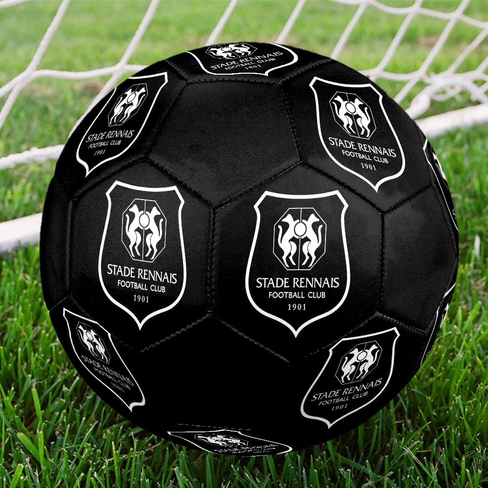 Stade Rennais FC Size 5 Soccer Ball, Machine-Stitched PVC, Durable & High Bounce, All Ages Fit, fan merchandise, matches & outdoor use.