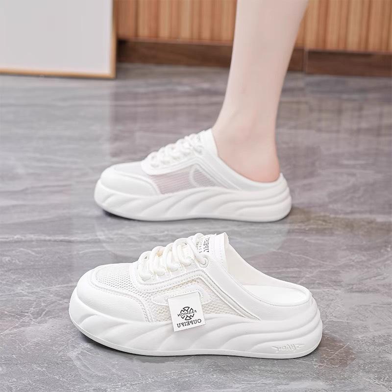 2025 spring and summer new one-pedal slippers women's outer wear ins trendy thick-soled sandals retro casual half-drag women's shoes