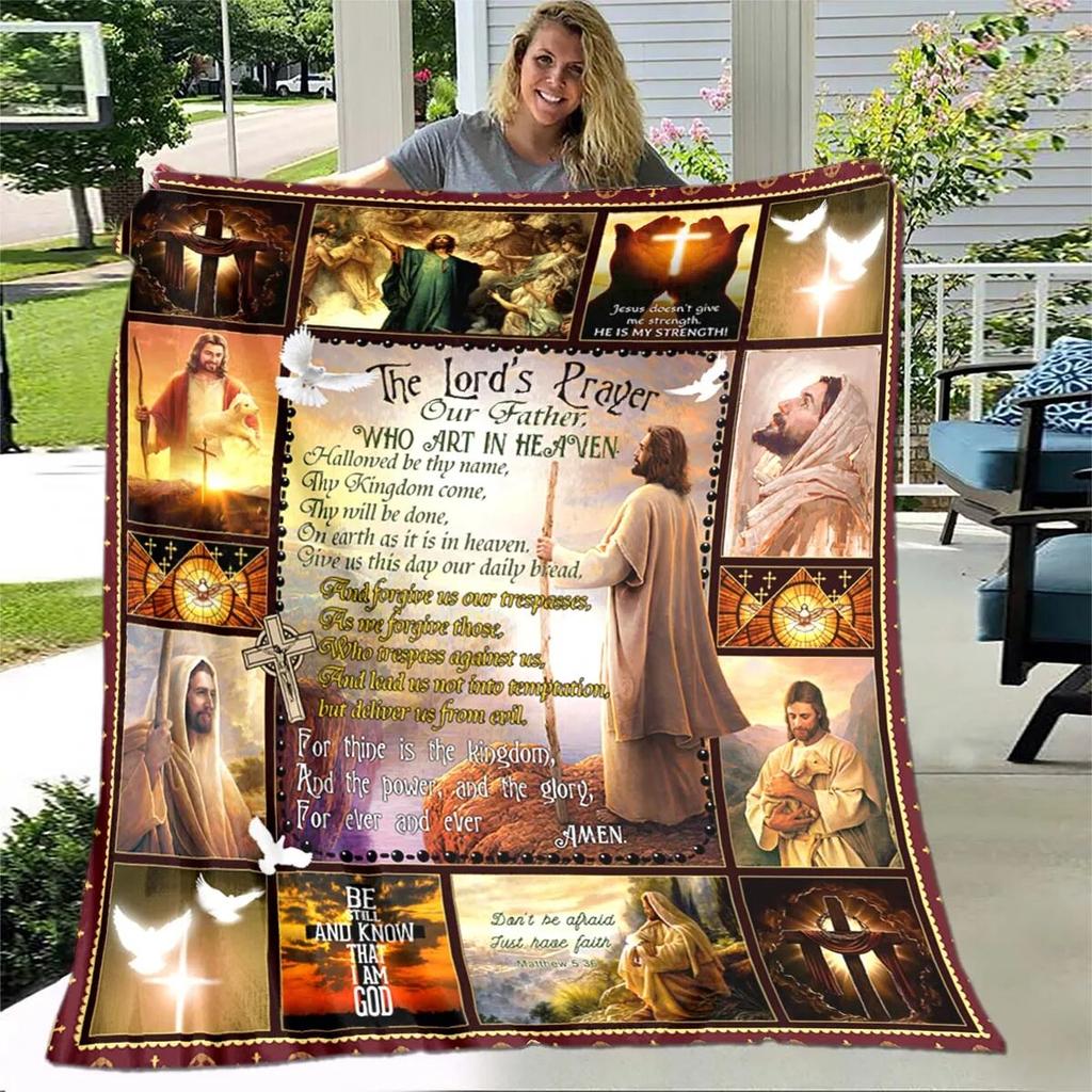 Weiche Überwurfdecke mit Jesus-Jungfrau Maria, Bettwäsche aus Flanell, warme Decke für Wohnzimmer/Schlafzimmer, Überwurfdecke für Sofa, süße Decke