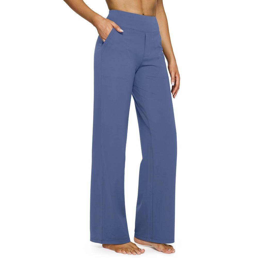 Pantaloni Casual a Vita Alta Gamba Dritta Tasche Ampie Pantaloni Yoga Donna Vestibilità Rilassata Pantaloni Sportivi