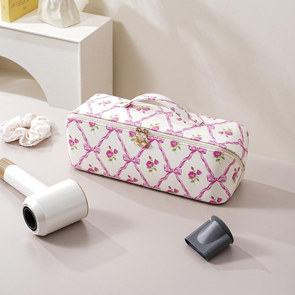 Large Capacity Hair Dryer Storage Bag PU Leather Carrying Case New Curler Storage Bag  Travel Use