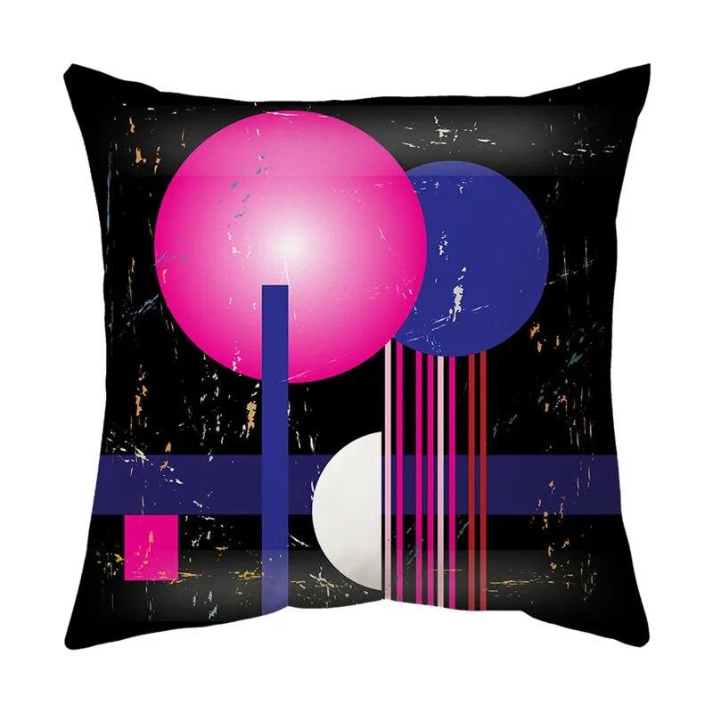 Modern Living Room Sofa Pillowcase Office Car  Colorful Geometric Line Mosaic Pattern Cushion Cover