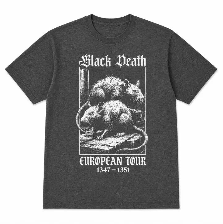 Schwarzer Tod Tour 1347 Vintage Mittelalterliche Pest Ratte Gotisches Shirt
