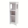 4-Tier White PVC Bathroom Storage Cabinet – Floor Standing Organizer with Ventilated Door – 35.4 Inch Tall