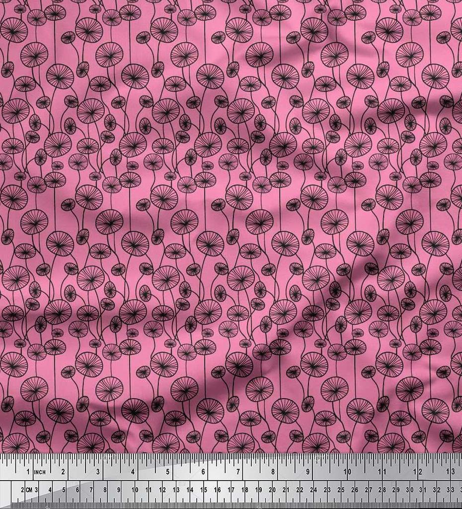 Soimoi Japan Crepe Satin Fabric Artistic Floral Decor Fabric Printed Metre 42 Inch