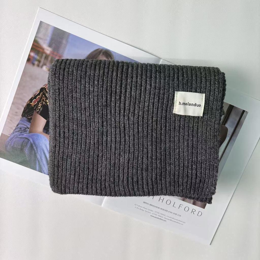 Korean Style Cozy Knitted Wool Scarf for Women - Winter Warmth with Versatile Neck Protection & Couple-Friendly Design