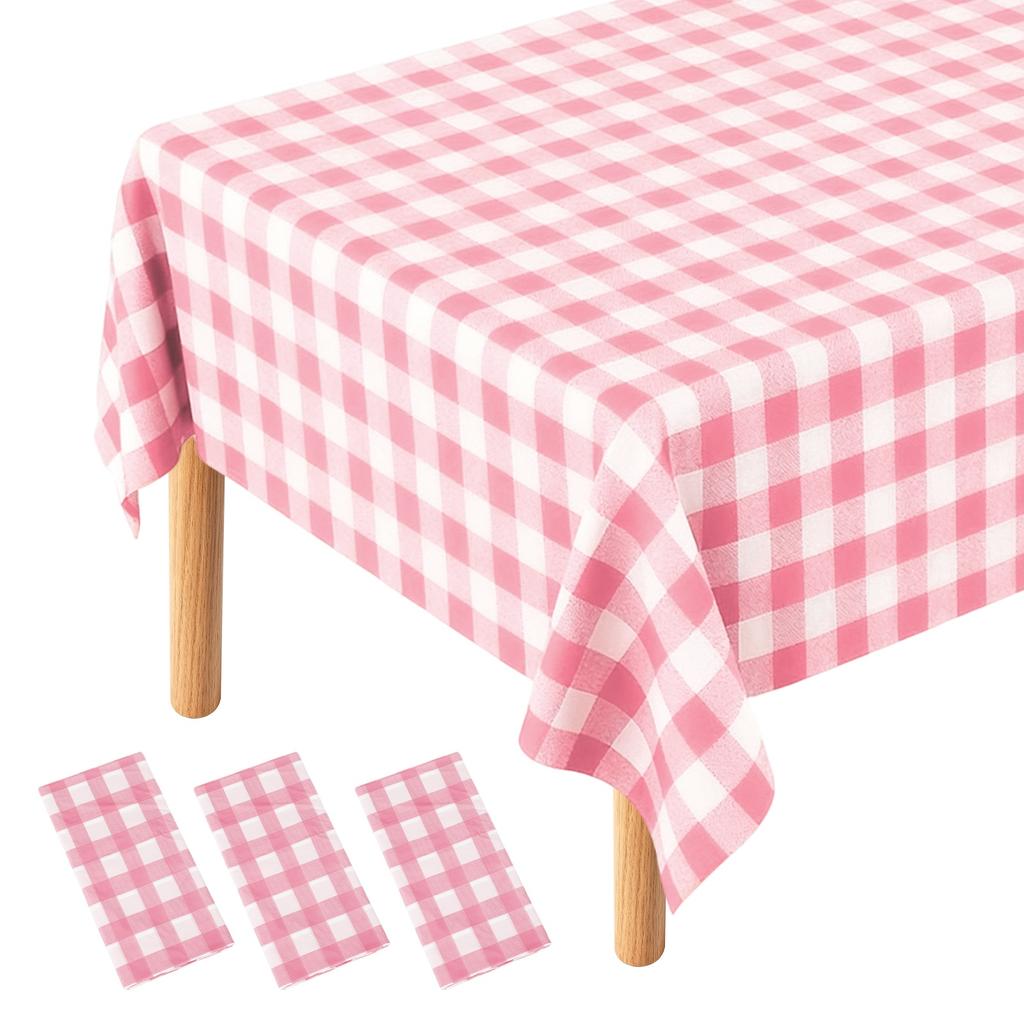 3pcs Gingham Table Cloths 54 X 108" Rectangle Plastic Tablecloth Waterproof Table Cover for Dining Birthday Party Kitchen Picnic