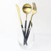 4Pcs/set Gold Cutlery Set Round Fork Knife Spoon Dinnerware Set 18/8 Stainless Steel Matte Tableware Set Wedding Flatware Set