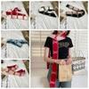 Long Bow Knitted Neckerchief Slender Color Blocked Neck Cover Y2k Double-sided Scarf  Autumn