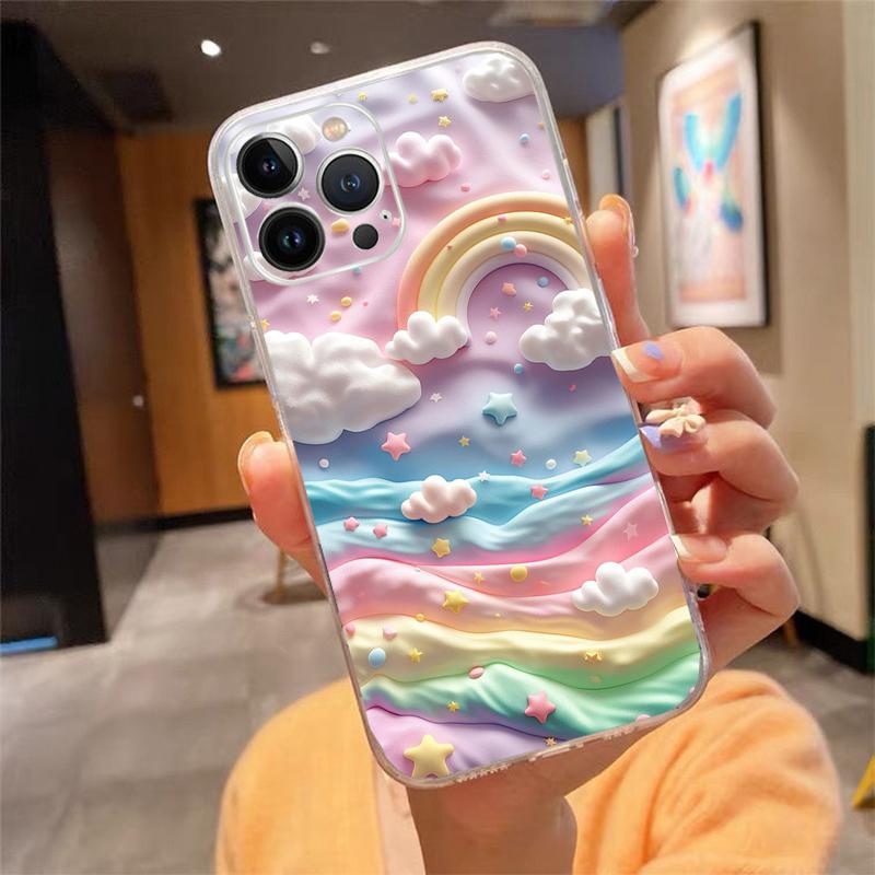 

Phone Case Carcasa Funda For iPhone 17 Pro Max Air 16 15 14 13 Pro Max 15 16 Pro 15Plus Rainbow clouds Case iphone 14ProMax