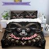 3PC Custom Name Dark Gothic Skulls Beast Bedding,soft and breathable,2D Flat Print,room decor.,Poster Three-piece set,Soccer Three-piece set,Art,Poste