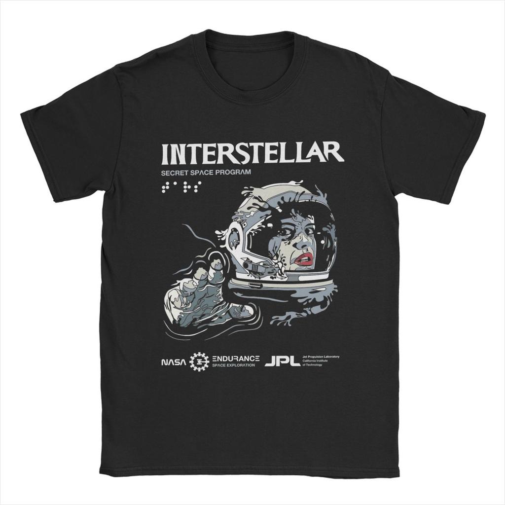 Men Interstellar Wormhole Handshake T Shirt Pure Cotton Tops Vintage Short Sleeve Round Neck Tees Graphic T-Shirt