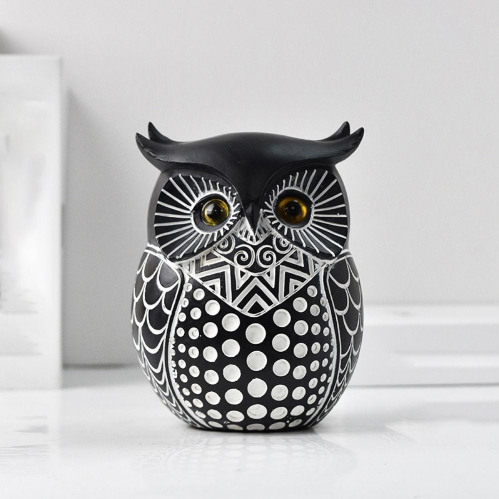 Handmade Owl Figurine Resin Craft Animal Sculpture Funny Owl Statue  Home Decor