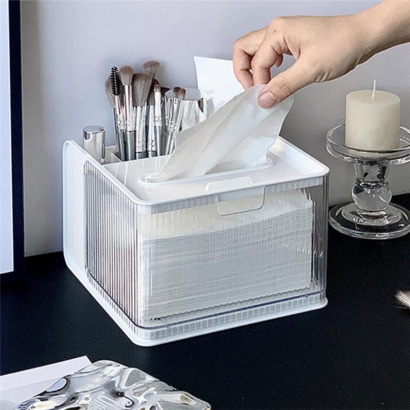 AEE2-Desktop Living Room Multifunctional Tissue Box Desktop Paper Box Storage Box Mobile Phone Rack Bathroom Box