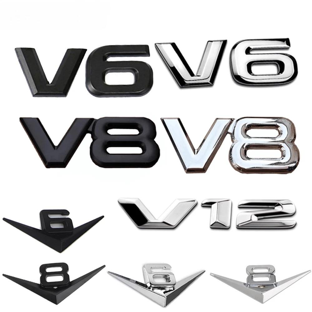 1 Stück 3D Metall Auto Dekoration Aufkleber Metall Selbstklebend V6 V8 V12 LKW Auto Abzeichen Emblem Aufkleber für Universelle Autos