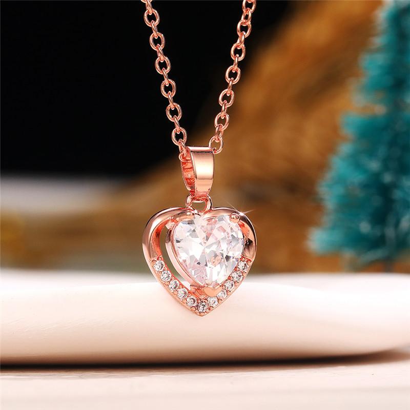 New Romantic Heart Necklace Silver Color O Chain Fashion Wedding Jewelry for Women Love Gift Versatile Lady Pendant Necklaces