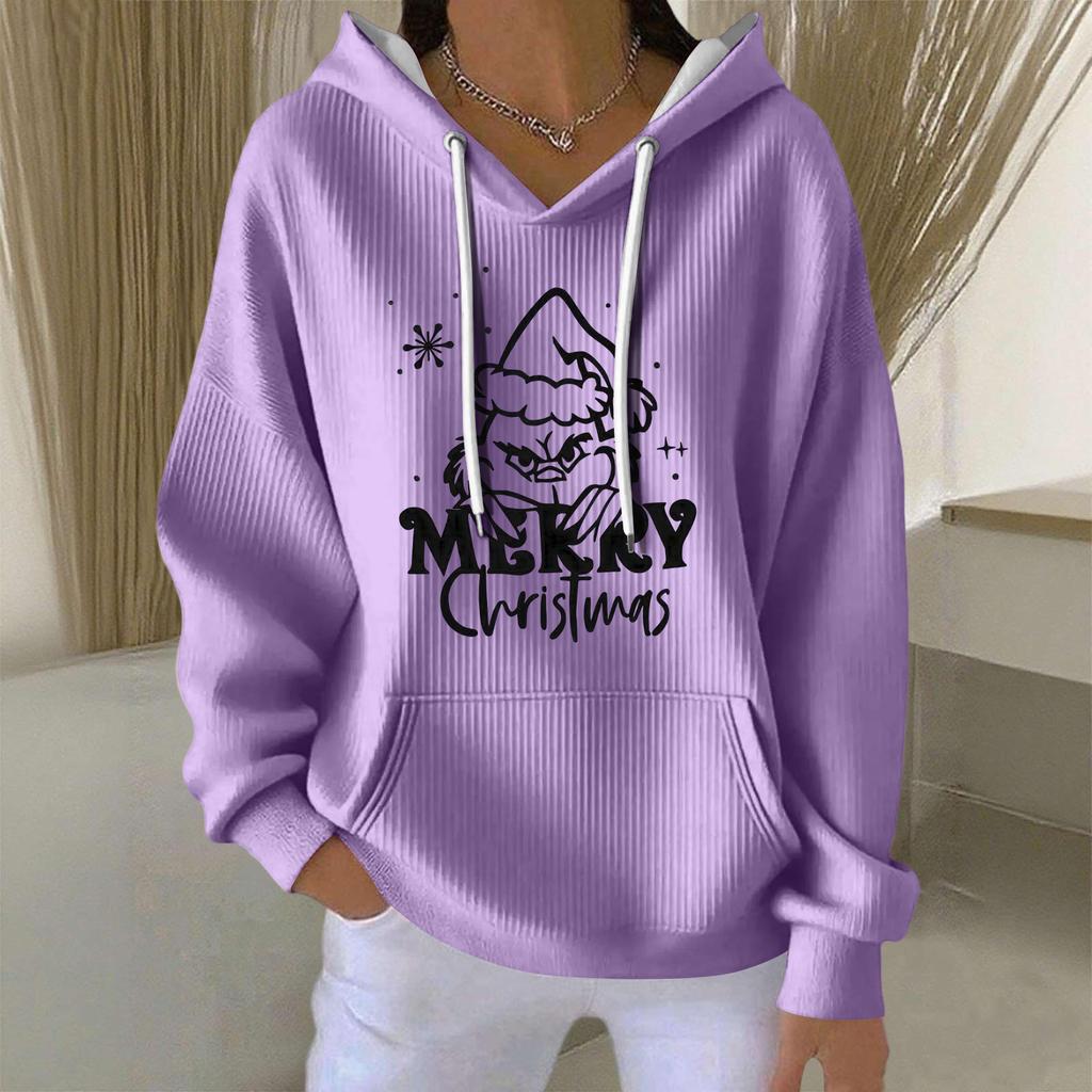 Women's Fashion Casual Christmas Angel Print Pullover Long-Sleeve Sweatshirt