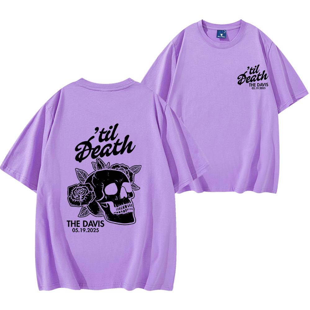 Til Death Shirt Skeleton Bride Shirt Wedding Date Newlywed Tees Til Death Married Couple Men Women Short Sleeve Hip Hop Tops