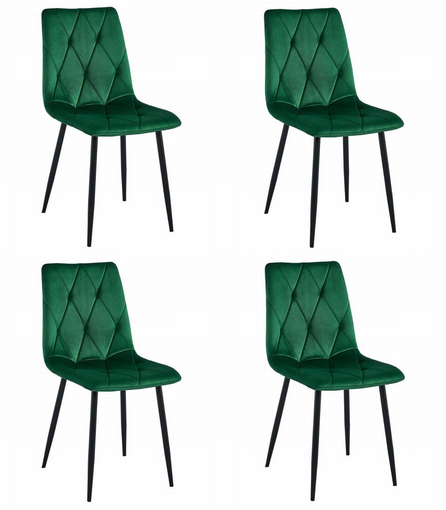 LIBRA Chair - Dark Green Velvet / Black Legs X 4