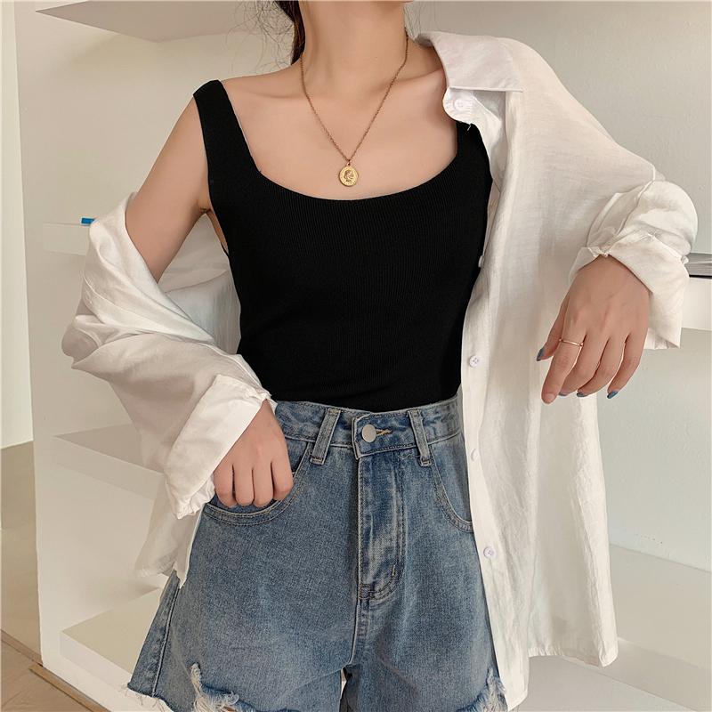 Ladies' Summer Backless T-shirt Women's Casual U-neck Tank Vest Fashion Women's Tank Tops