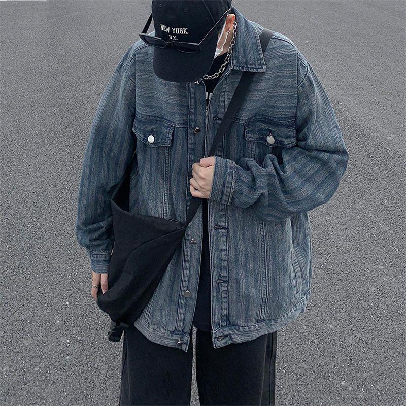 

Мужская американская ретро джинсовая куртка - Модная рабочая одежда на осень/зиму Small синий