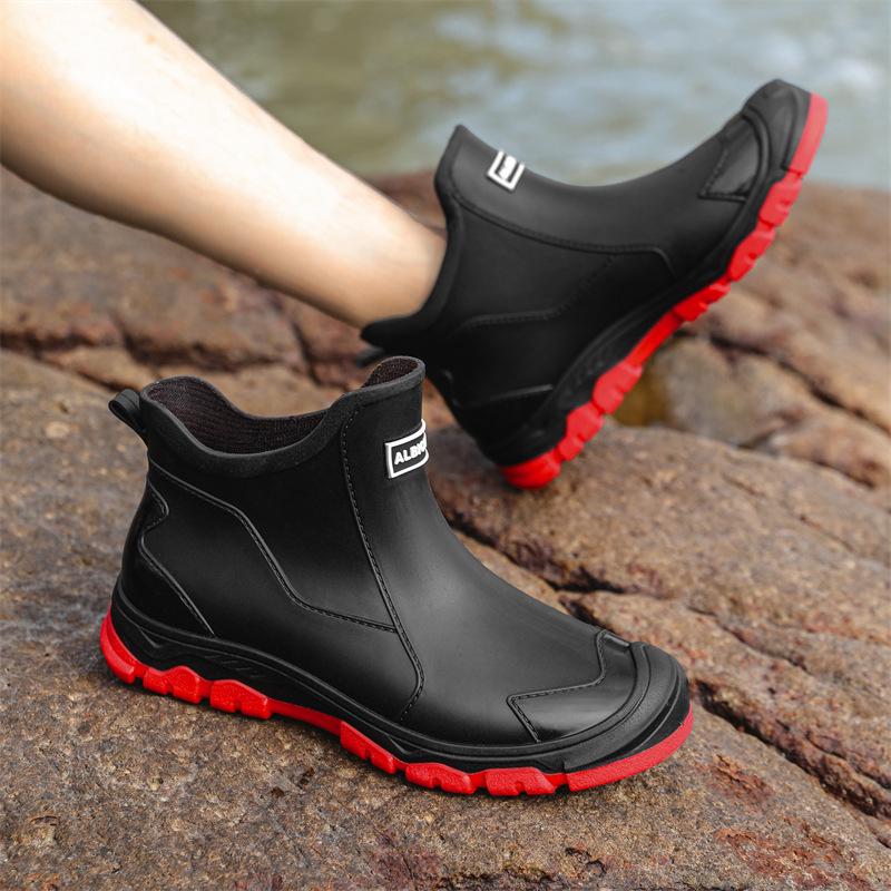 Men's Waterproof Non-Slip Rubber Rain Boots - Short, Wear-Resistant for Outdoor and Casual Use