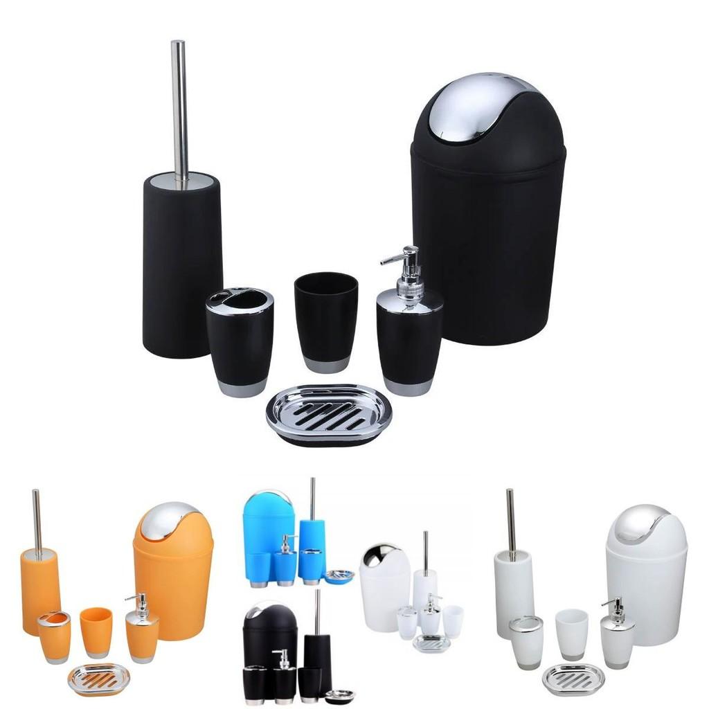 Badezimmerzubehör Sechsteiliges Kunststoff-Waschraumset mit Zahnputzbecher und Aufbewahrung für Geschenk und Büro