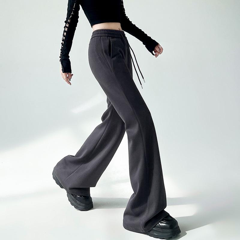 Autumn Winter Women Fashion Micro-pull Pants New Drawstring Sports Casual Sweatpants Solid Color Flared Pants Casual Street Wear Trousers 2339