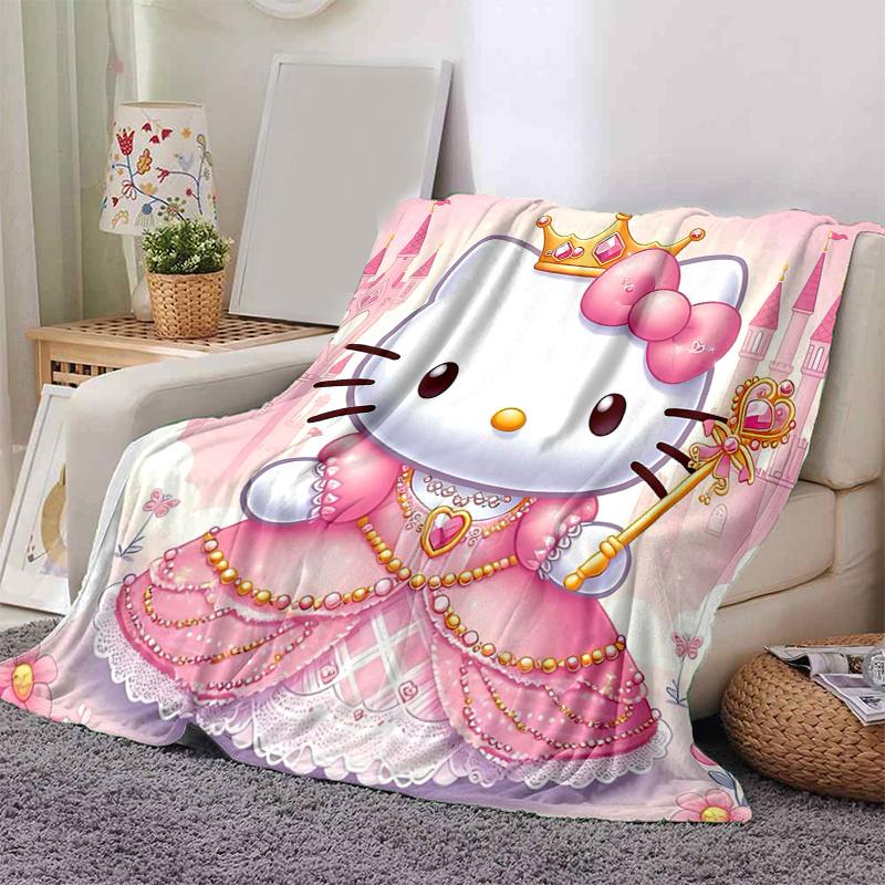 1pc Hello Kitty as a Princess Blanket, Seasonal Home Decorative Throw for Room, Soft Warm Bedding Gift Idea for Family and Friend, Living Room, Travel