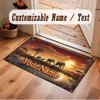 Mountain Landscape Theme Crystal Velvet Floor Rug Personalized Custom Name Text Warm Carpet Home Decoration