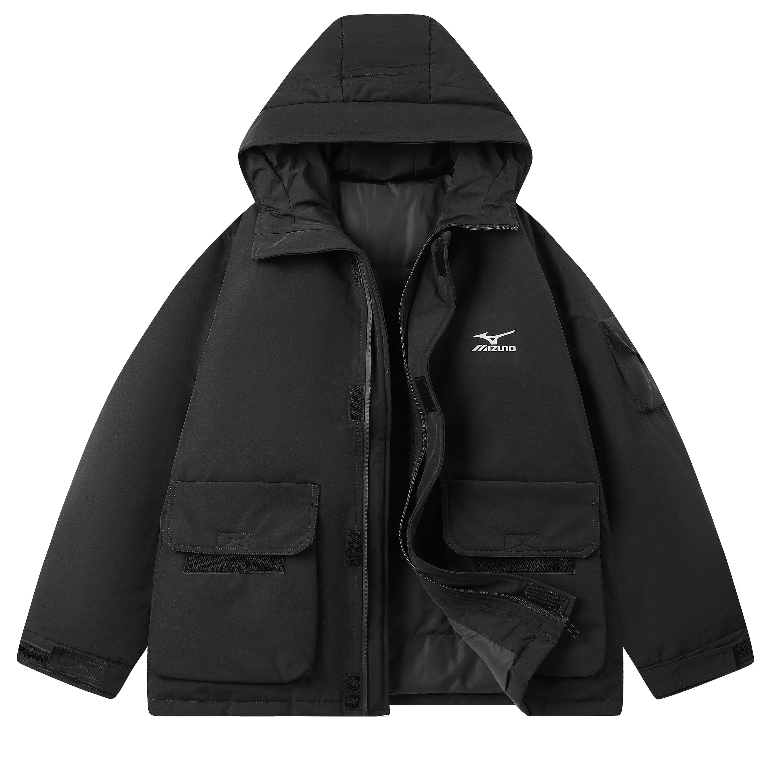 Mizuno Down Jackets Unisex Obsidian Black Hooded Thickened A2CE2605 M