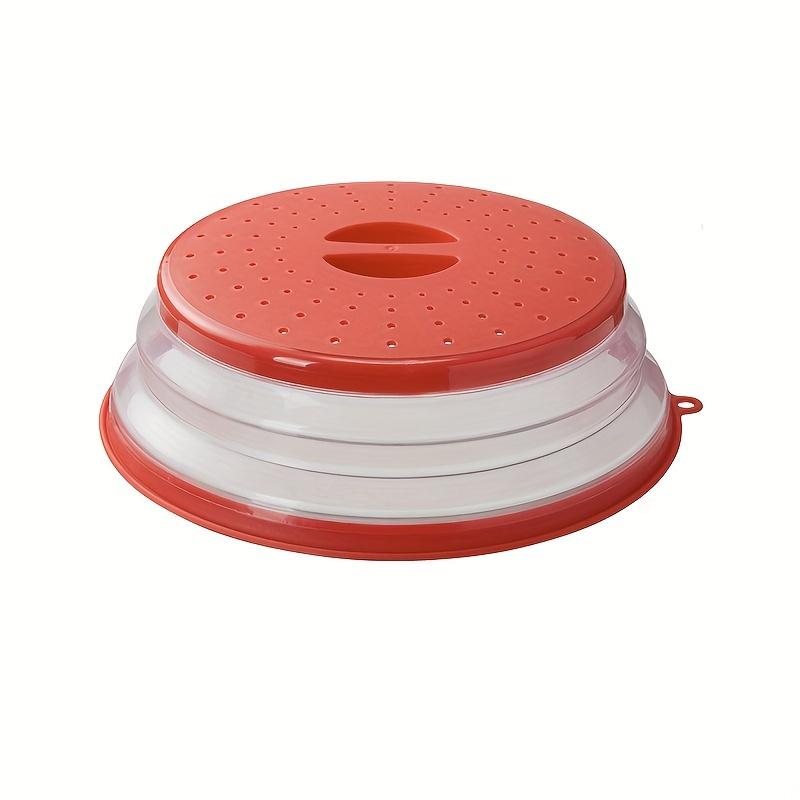 

1Pc Collapsible Microwave Cover Lid Folding Silicone Microwave Plate Cover Colander Strainer for Fruit Vegetables 26.5*8cm червоний