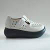 Sapatos Plataforma Mary Jane Femininos de Verão Vazados Respiráveis Recortados Casuais Aumentadores de Altura Sapatos Brancos 5cm Conforto Macio