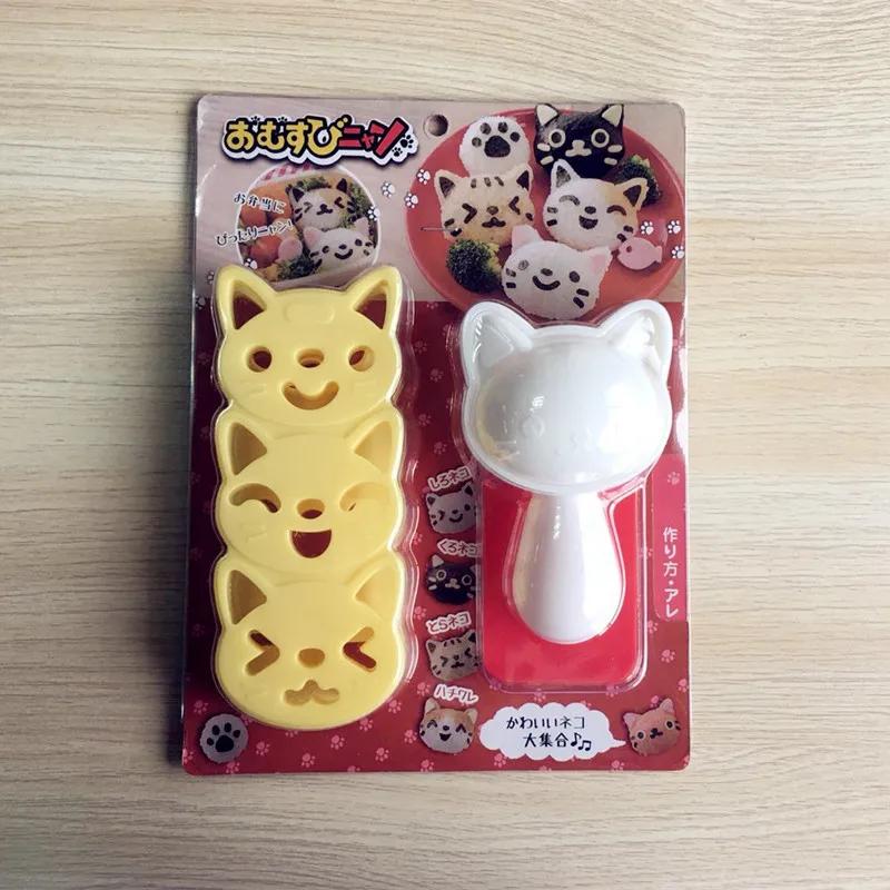 Cat Rabbit Rice Ball Mold Set Kids Cartoon Lunch Box DIY Creative Japanese Rice Sushi Tool Cake Molds Silicone Molds