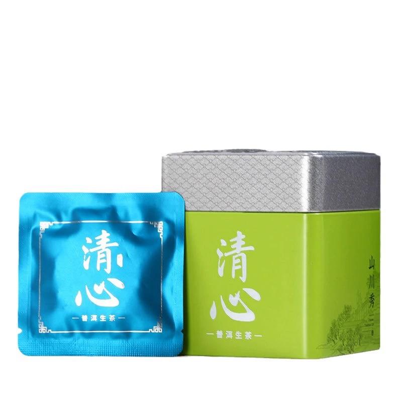 Yunnan Pu'er Raw Tea Cake Loose Leaf Tea Iron Tin 104g (8g * 13 Pieces)