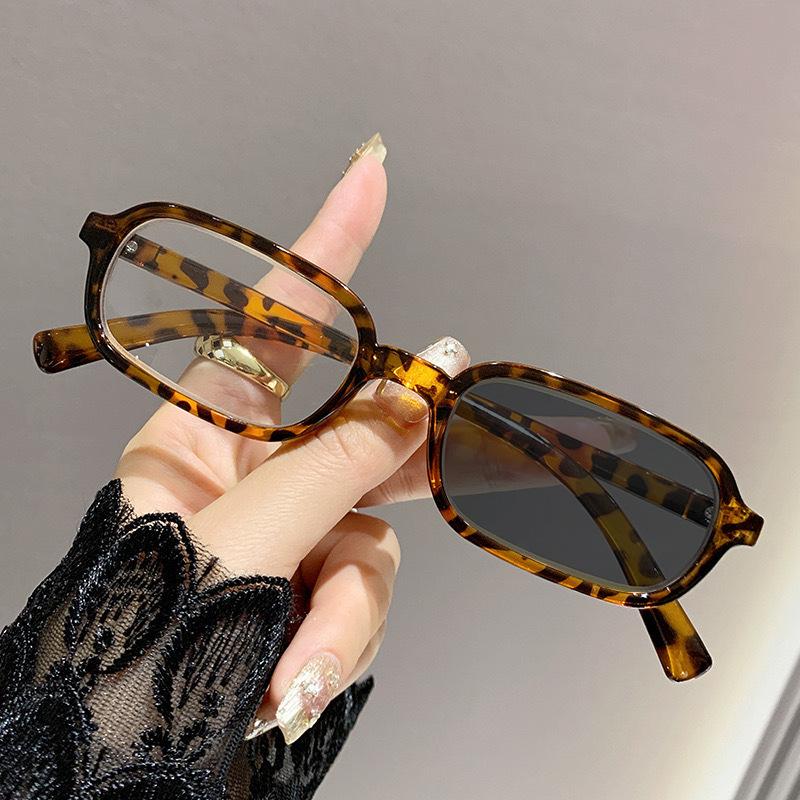 Small Square Frame Photochromic Myopia Glasses Printed Glasses-legs High-definition Anti Blue Light Versatile Eyewear 0 To -4.0
