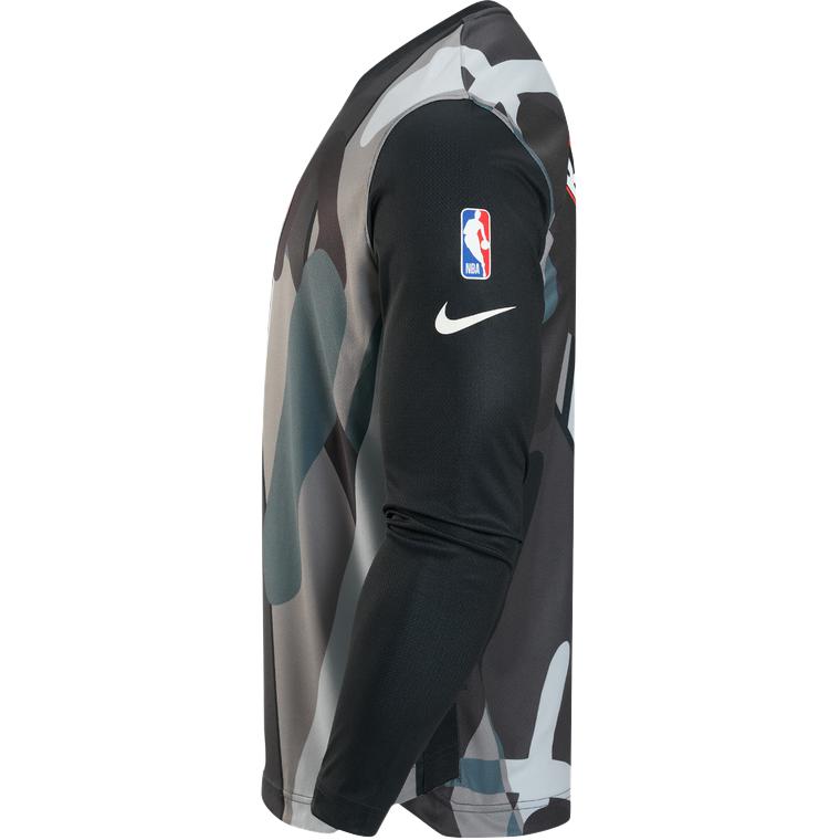 Nike X NBA Brooklyn Nets City Edition Color Block Crew Neck Quick Dry Long Sleeve T-Shirt Men Tops Black FZ0082-010