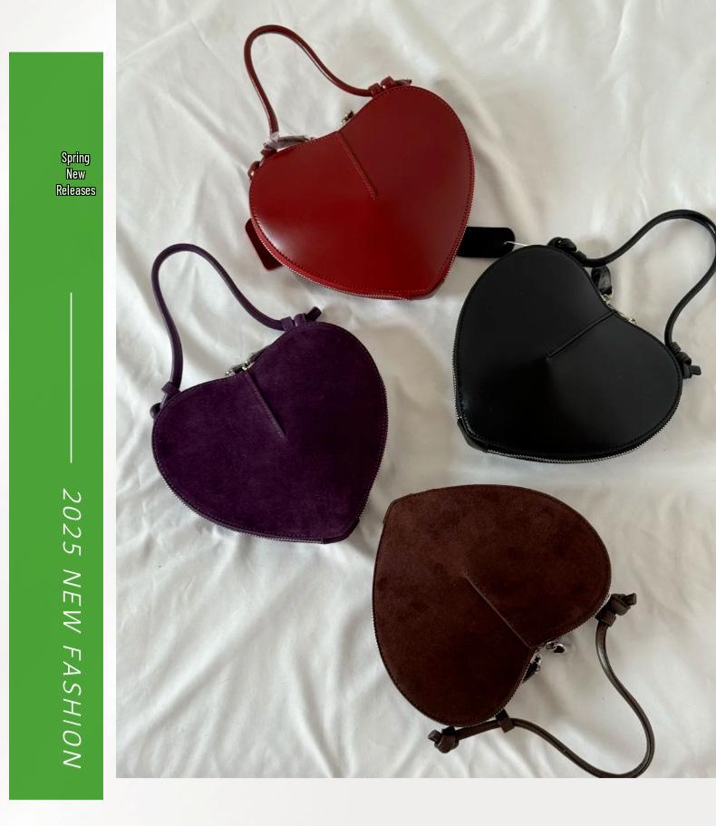 2025 Spring/Summer Peach Heart Women's Crossbody Bag - Stylish, Versatile Single-Shoulder Design Inspired by Japanese and Korean Fashion