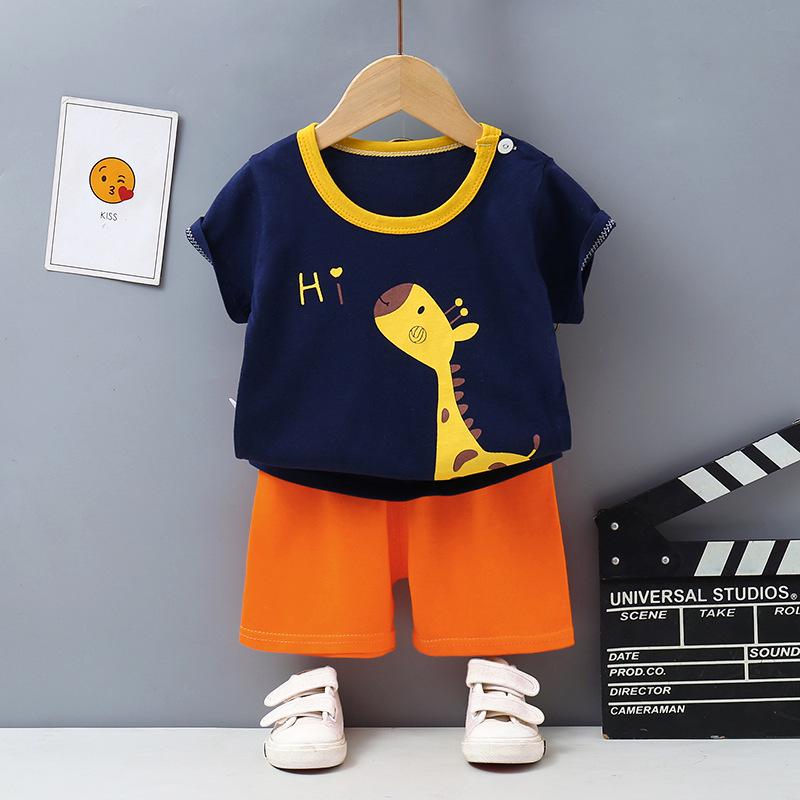 Korean Style Summer Cotton Outfit: Boys' Shorts and Girls' Short-Sleeve Set