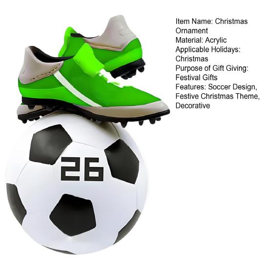 Christmas Ornament Soccer Design Easy To Hang Decorative Holiday Pendant with Festive Theme Pattern Home Decor