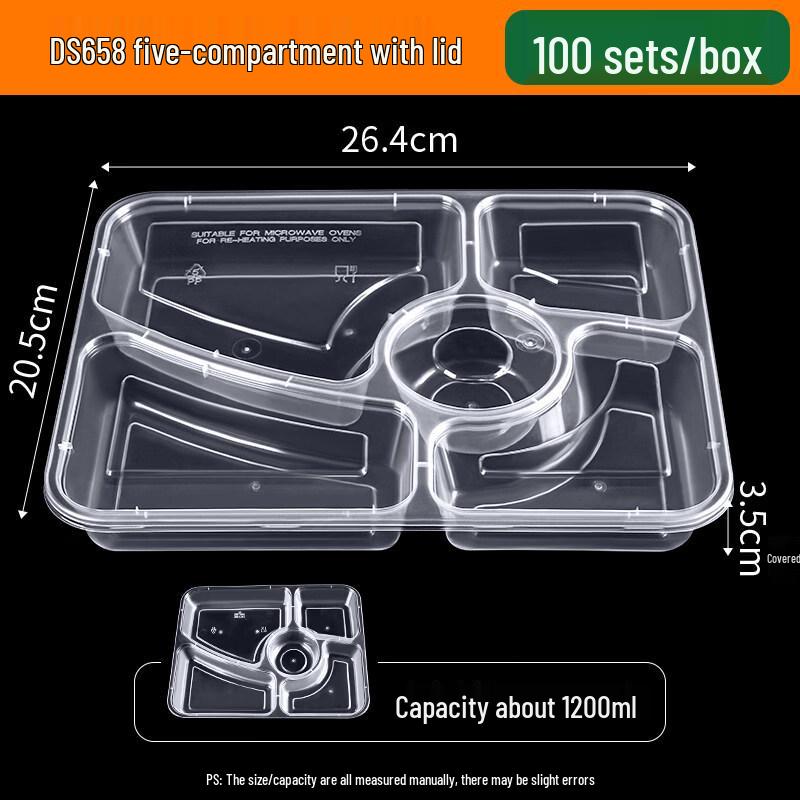 ZISIZ Five-Compartment Disposable Paper Takeout Box