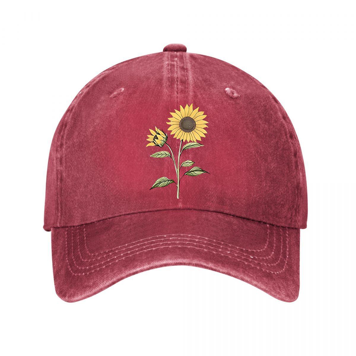 Pink Sunflower Baseball Cap New Vintage Washed Cotton Baseball Cap Parent Kids Sun Hats Adjustable