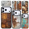 Fodral Case för iPhone 17 Air 16 Pro Max 15 Plus 11 13 Mini 14 12 Baksida Telefonfodral Grunge-textur Rostig Metall