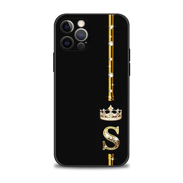 

Чехол для телефона для Apple Iphone 14 13 12 11 Pro Max 13 12 Mini Xs Max Xr X 7 8 6 6s Plus, чехол с бриллиантовой короной, королевой, королем, буквой For iPhone 13 Pro