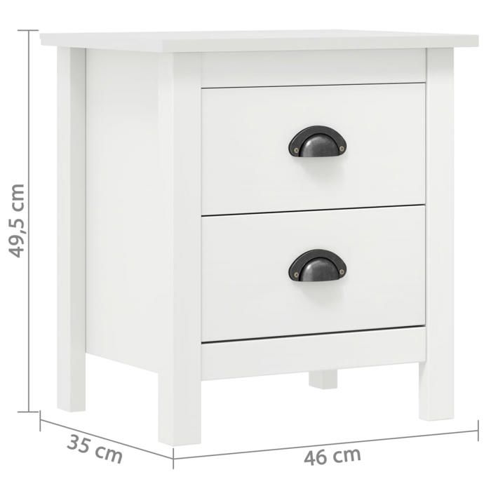 VidaXL Table de chevet Hill Blanc 46x35x49,5 cm Bois de pin solide 288904
