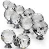 Lot de 8 boutons de tiroir sphériques en cristal 30 mm – transparents avec vis 25 mm