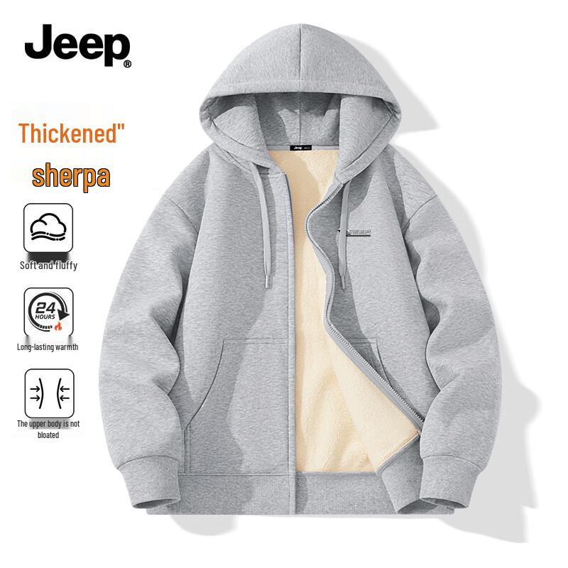 JEEP Men s Loose-Fit Hooded Fleece Cardigan Jacket M