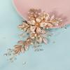 Bridal hairpin wedding banquet hair accessories handmade pearl edge clip women's luxury versatile metal floral leaf duckbill clip