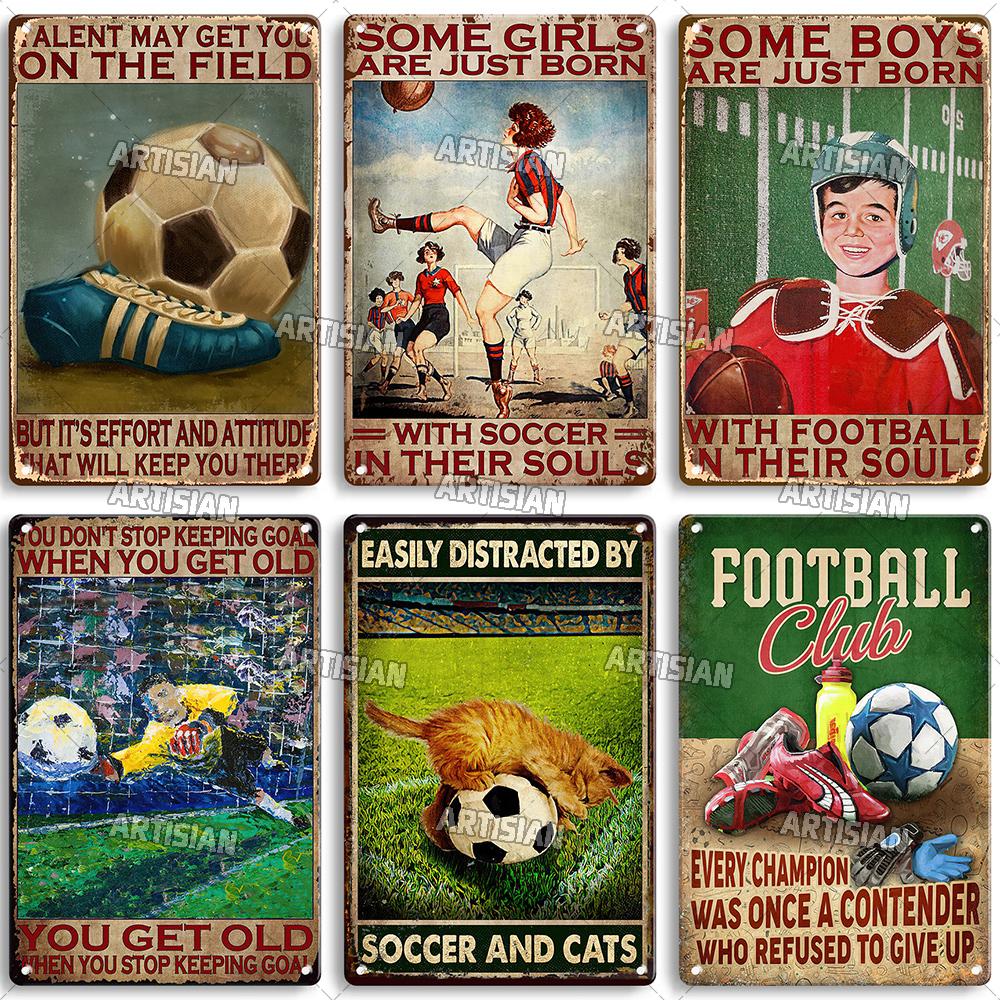 Artisian Football Metal Sign Sport Retro Tin Poster Vintage Decorative Plate Wall Decor Garage Bar Pub Club Hotel Cafe Kitchen